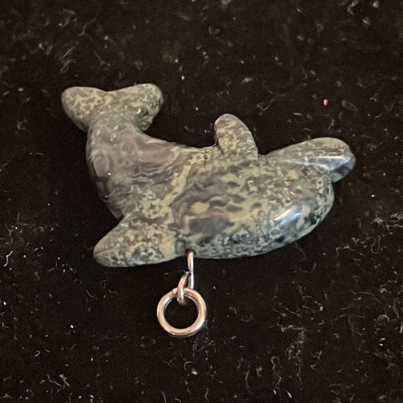 1.5” green granite dolphin charm pendant with jump hoop - Picture 7 of 10